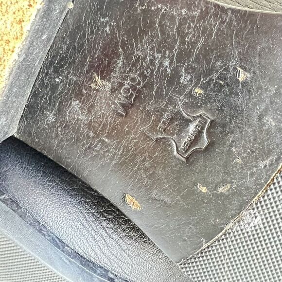 Tory Burch Black Leather Amanda Tall Riding Boots Size 6.5 Big Logo - Picture 15 of 16